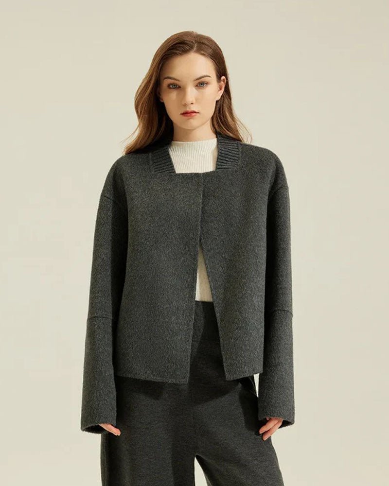 Alpaca Rabbit Wool Cropped Double Face Overcoat | Gentle Herd