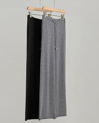Wool Knit Wide-Leg Floor Pants