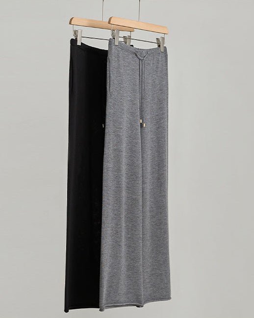Wool Knit Wide-Leg Floor Pants