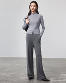 Wool Knit Wide-Leg Floor Pants