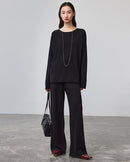 Wool Knit Wide-Leg Floor Pants