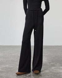 Wool Knit Wide-Leg Floor Pants