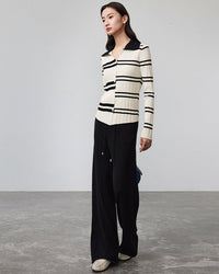 Wool Knit Wide-Leg Floor Pants