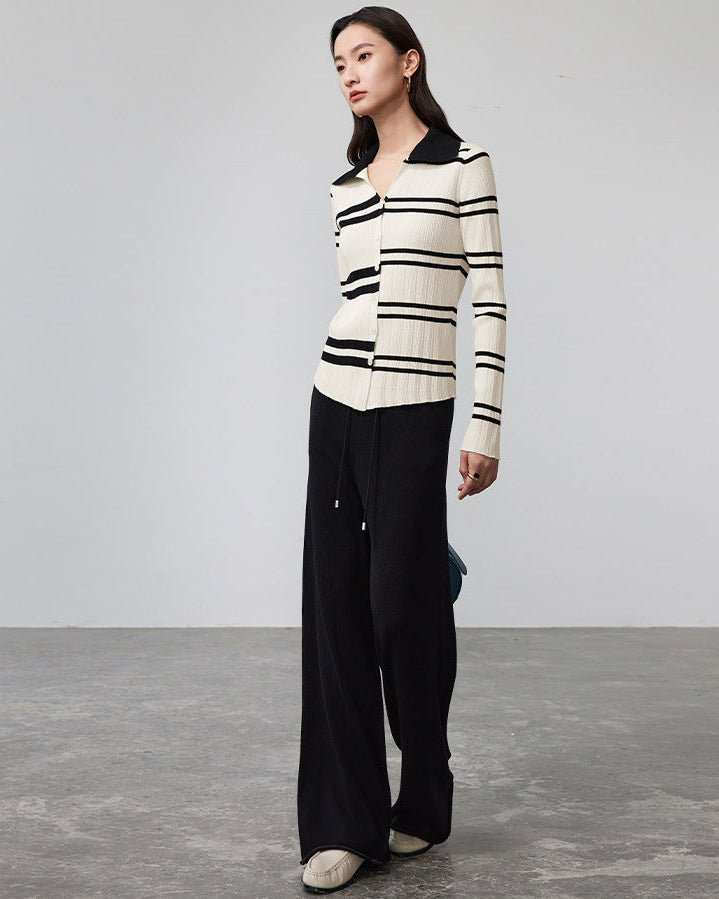 Wool Knit Wide-Leg Floor Pants
