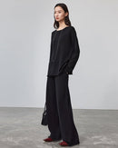 Wool Knit Wide-Leg Floor Pants