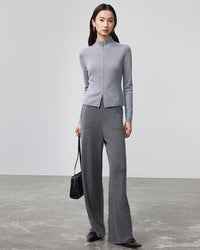 Wool Knit Wide-Leg Floor Pants