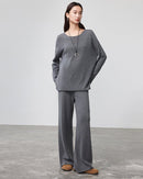 Wool Knit Wide-Leg Floor Pants