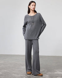 Wool Knit Wide-Leg Floor Pants