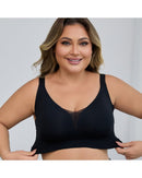 Plus-size wire-free semi-fixed push-up bra