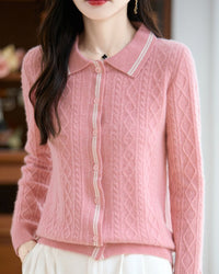 Pure Wool Polo Shirt With Collar Short Style