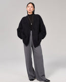 Wool High-Waisted Floor-Length Wide-Leg Pants