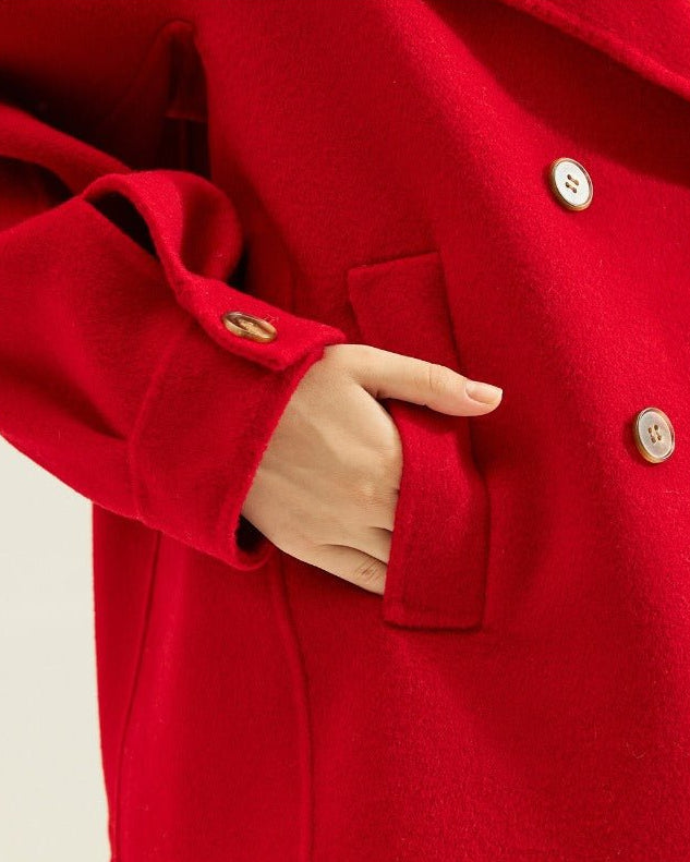 Short Double-Faced Wool Coat