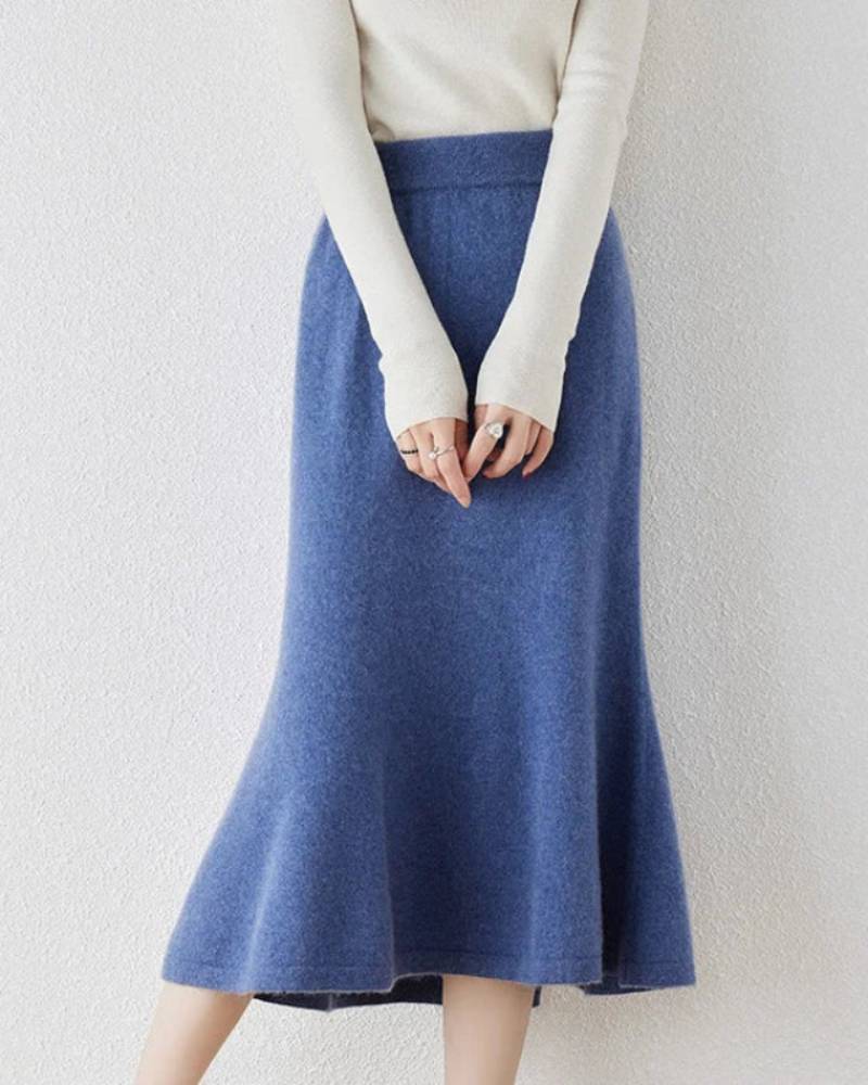 100% Merino Wool Knitted Fishtail Skirt