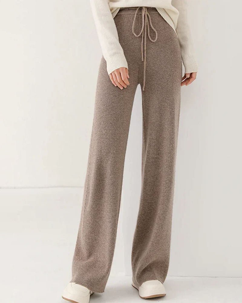100% Merino Wool Knitted Wide Leg Trousers