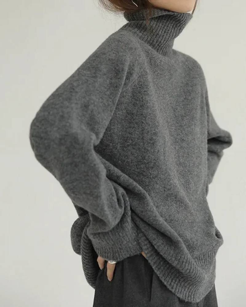 100% Wool Loose Turtleneck Sweater