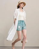 Casual Loose Embroidered A-Line Belted Long Skirt