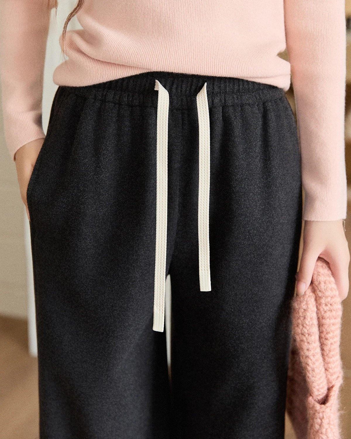 High-Waisted Slim-Fit Straight Wide-Leg Pants