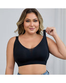 Plus-size wire-free semi-fixed push-up bra