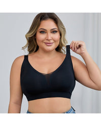 Plus-size wire-free semi-fixed push-up bra