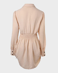 Long Sleeve Drawstring Button Shirt Dress