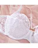 Plus-size lace thin full-cup bra