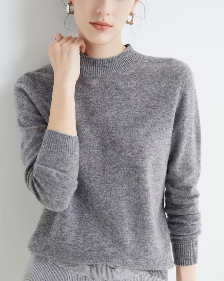 Basic Style Round Neck Wool Jumper