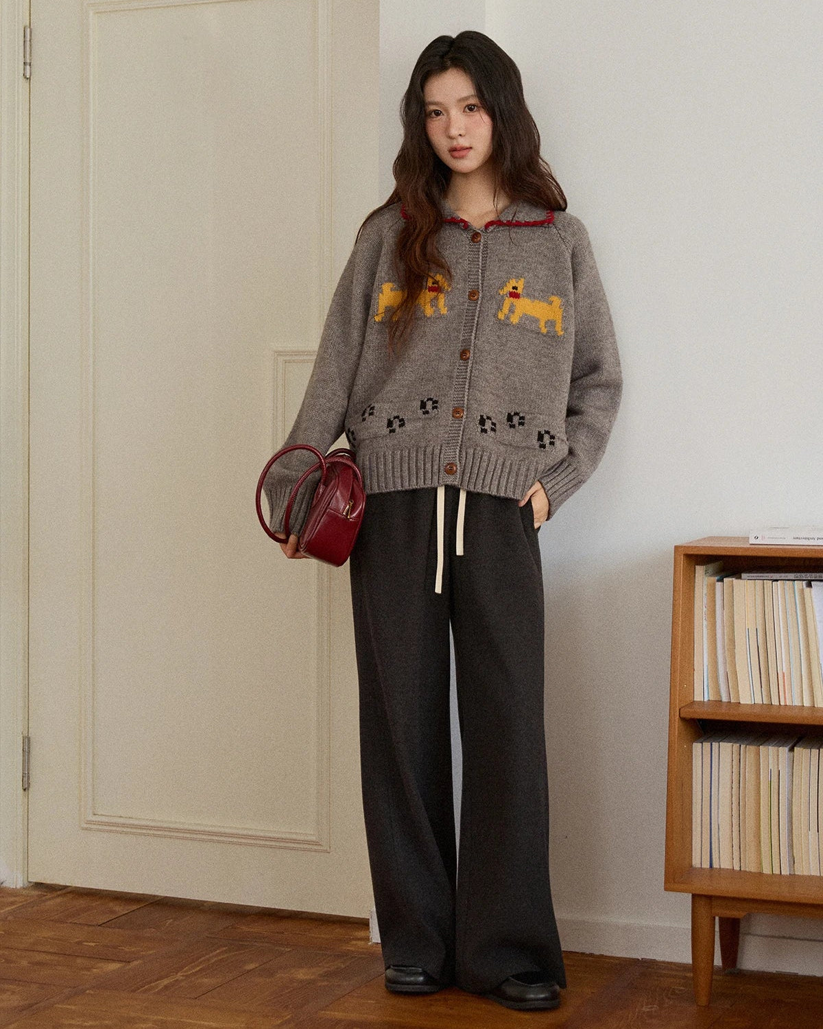 High-Waisted Slim-Fit Straight Wide-Leg Pants