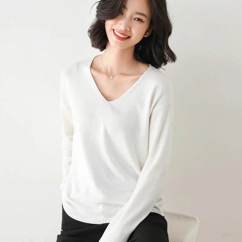 V-Neck Wool Blend Knitted Jumper