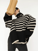 Striped Turtleneck Loose Pullover