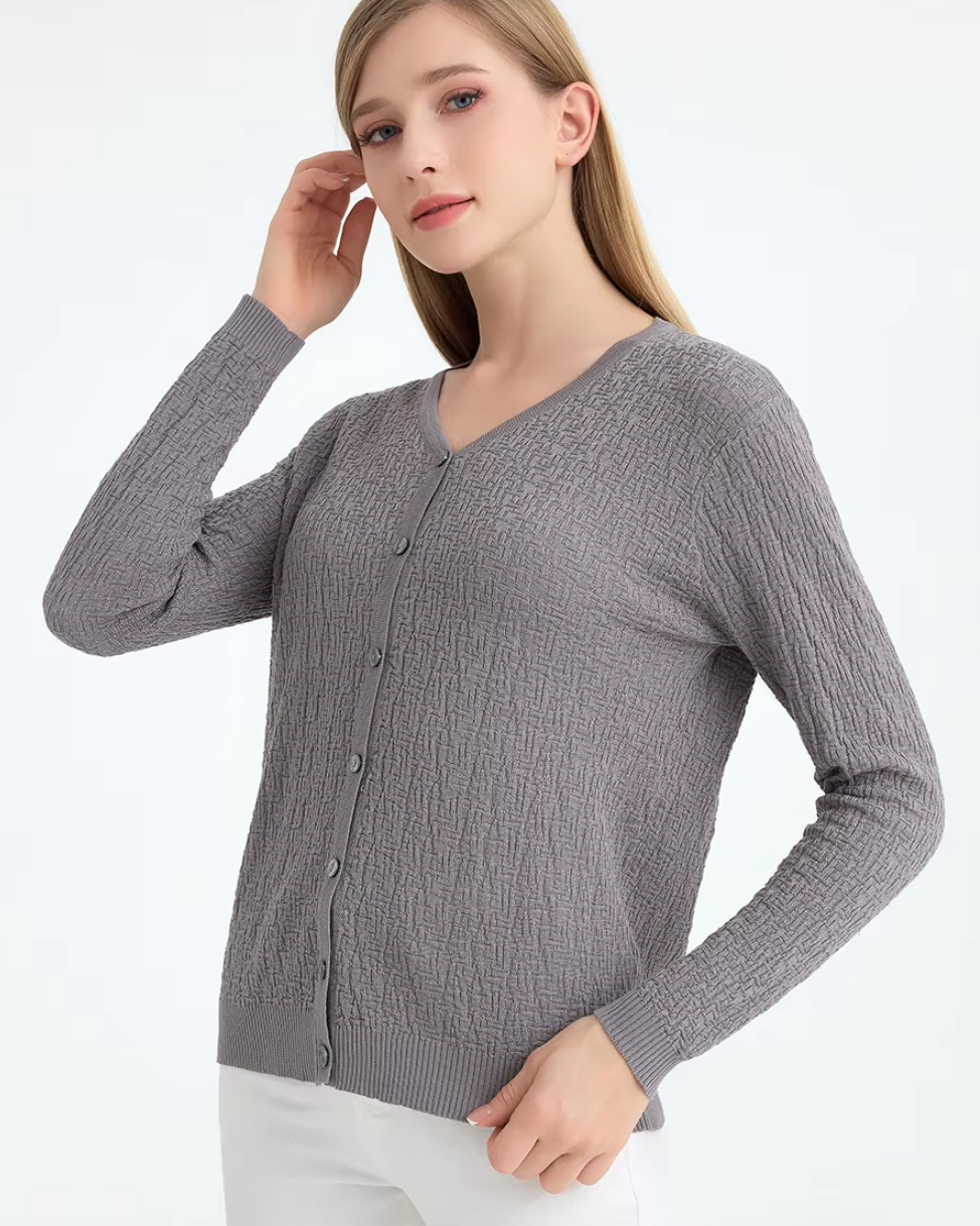 Soft Solid Color V-Neck Cardigan