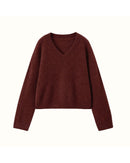 Yak Fleece & Cashmere V-Neck Loose Sweater