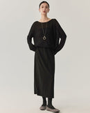 High-Waisted Stretch Wool Skirt