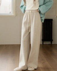 High-Waisted Slim-Fit Straight Wide-Leg Pants