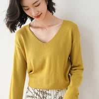 V-Neck Wool Blend Knitted Jumper
