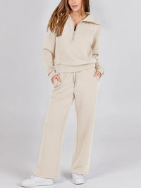 Half Zip Sweatshirt & Drawstring Sweatpants Tracksuit Set