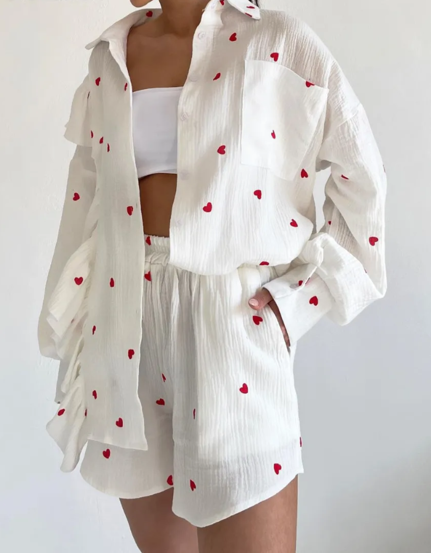 Cotton long sleeves Shirt & Shorts Set