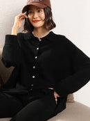 Cashmere Knitted Turn-down Collar Shirt