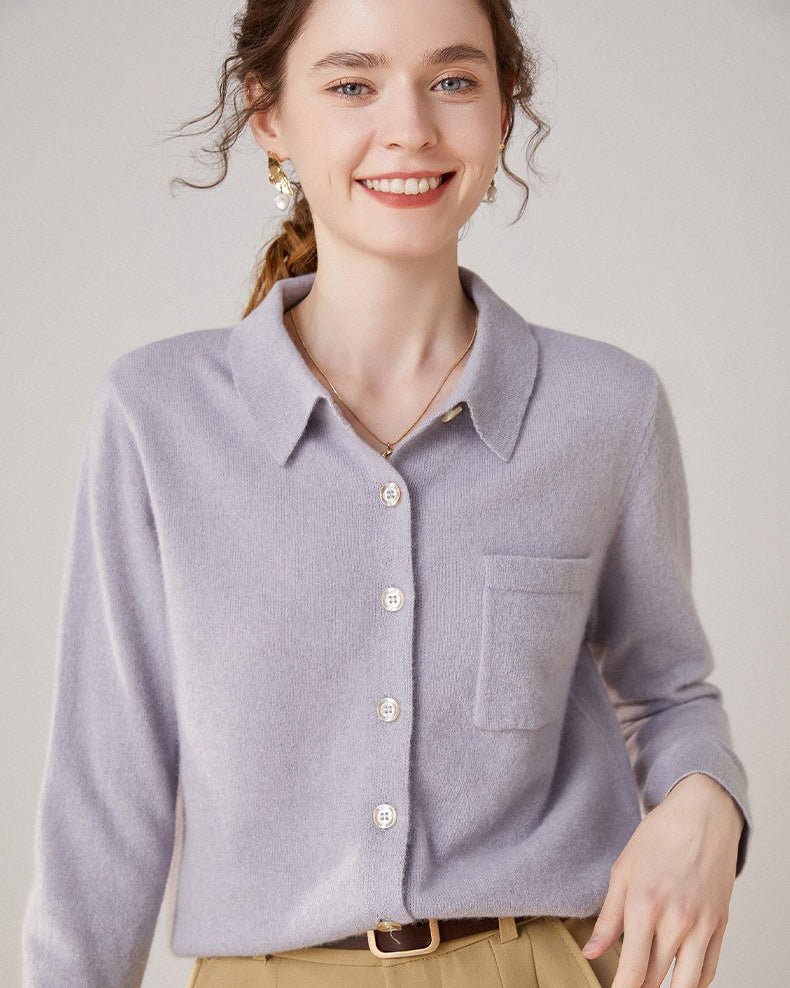 Wool & Cashmere Polo Collar Knit Sweater