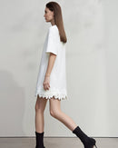 Round Neck Drop Shoulder Lace Long T-Shirt