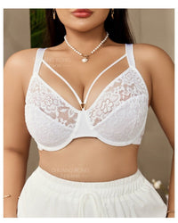 Plus-size lace thin full-cup bra