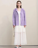 New Hooded Openwork Jacquard Knit Cardigan