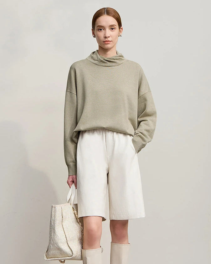 Solid Color Turtleneck Loose Long-Sleeved Sweater