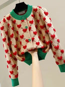 Ugly Sweater Heart Detail Knitted Short Cardigan