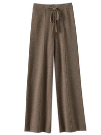 Drawstring Wide-Leg Wool Pants