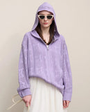 New Hooded Openwork Jacquard Knit Cardigan