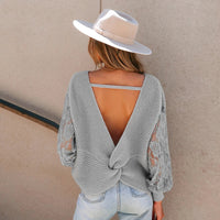 Designers' Backless Long Sleeve Knitted Pullover