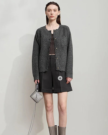 Elegant And Versatile Round Neck Knit Cardigan