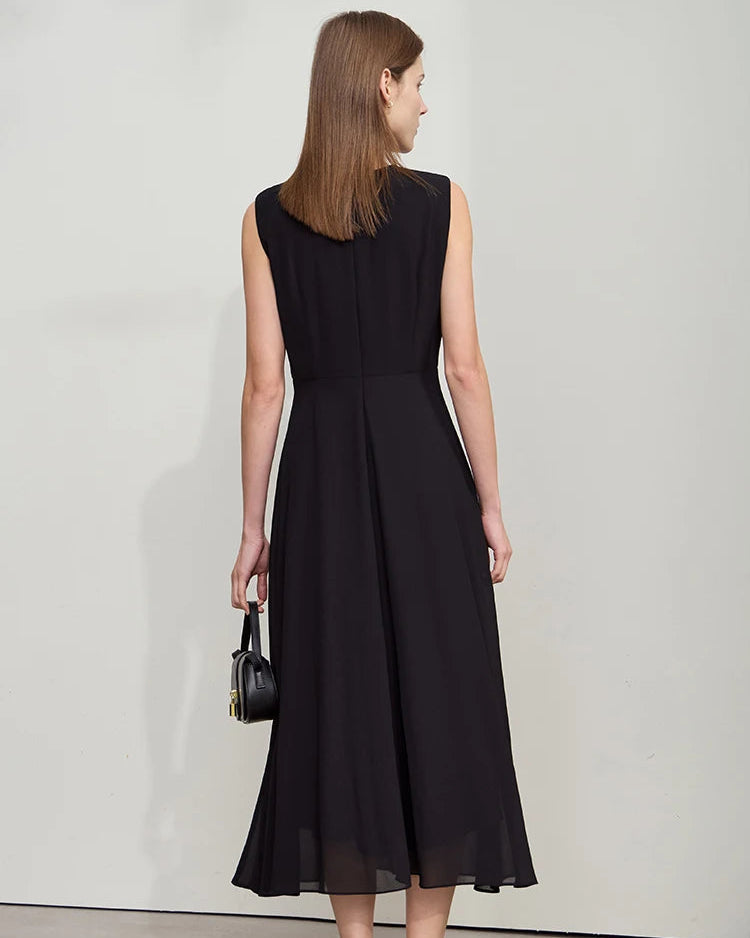 Elegant Sleeveless Round Neck Slim-Fit Dress