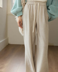High-Waisted Slim-Fit Straight Wide-Leg Pants