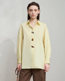 Simple Pure Cotton Long-Sleeved Button Pullover Shirt